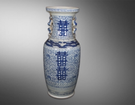 青花喜字掸瓶