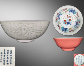 刻花龙凤纹大碗.斗彩