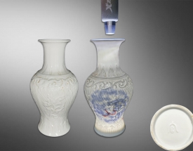 白釉内画青花釉里红花