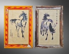 徐悲鸿 水墨单马.水