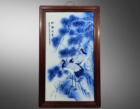 王步 仙鹤瓷板画