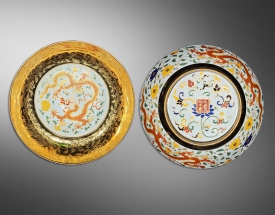 粉彩描金龙纹盘