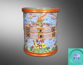 洋彩八卦云凤纹转心笔