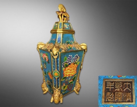铜鎏金八吉祥兽掐丝珐