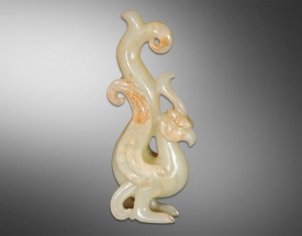 和田玉凤鸟圆雕