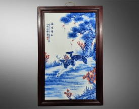 王步 双鹿瓷板画