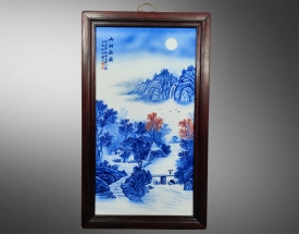 王步 山水人物瓷板画