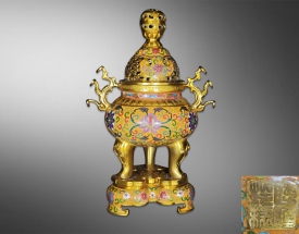 黄地掐丝珐琅三截香薰