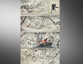 颜伯龙 花鸟长卷